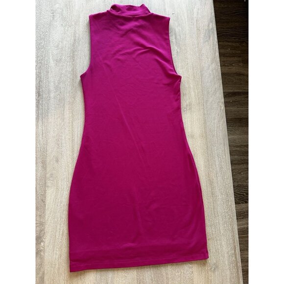 Aritzia Babaton Hot Pink Mockneck Bodycon Mini Dress Size Small - Picture 3 of 7
